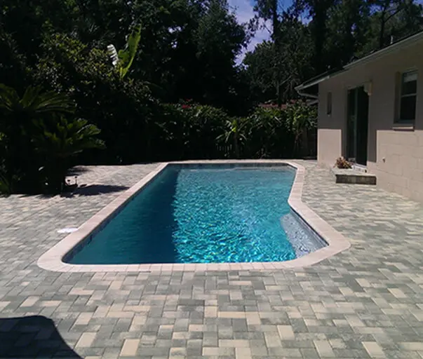 Newly resurfaced swimming pool deck